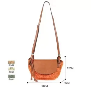 Bolso Bandolera Media Luna Rafia