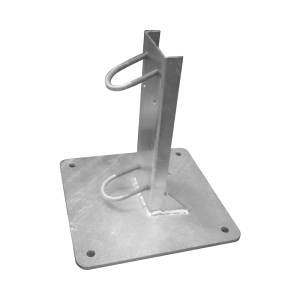 Base Recta Reforzada Galvanizada para Mástil de 1″ a 2″ de Diámetro.